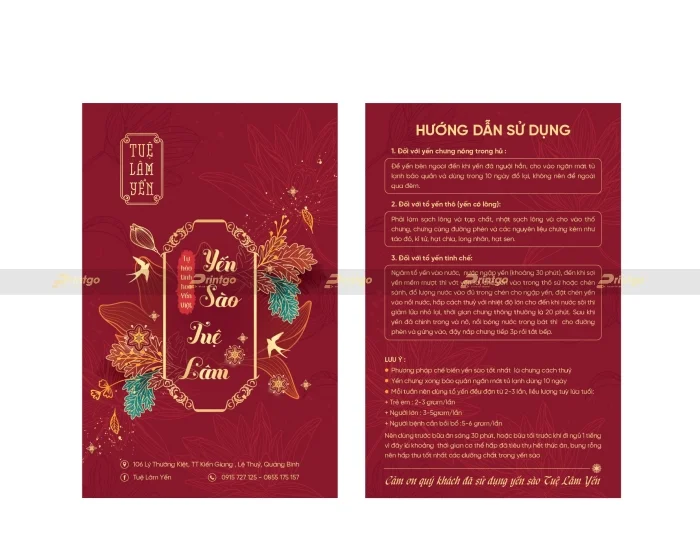 In thiệp HDSD, thiệp cảm ơn yến sào - 50+ Mẫu thiết kế ấn tượng