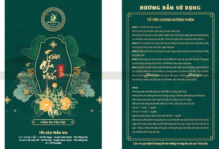In thiệp HDSD, thiệp cảm ơn yến sào - 50+ Mẫu thiết kế ấn tượng
