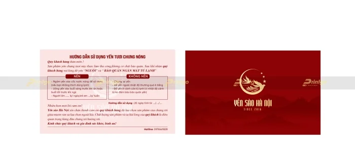 In thiệp HDSD, thiệp cảm ơn yến sào - 50+ Mẫu thiết kế ấn tượng