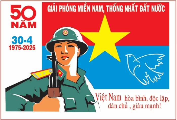 Tải vector logo kỷ niệm 50 năm Ngày Giải phóng miền Nam thống nhất đất nước