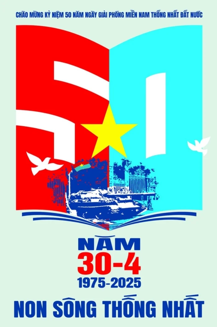 Tải vector logo kỷ niệm 50 năm Ngày Giải phóng miền Nam thống nhất đất nước