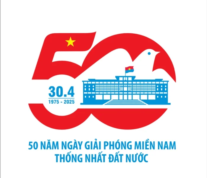 Tải vector logo kỷ niệm 50 năm Ngày Giải phóng miền Nam thống nhất đất nước