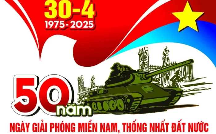 Tải vector logo kỷ niệm 50 năm Ngày Giải phóng miền Nam thống nhất đất nước