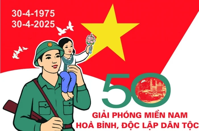 Tải vector logo kỷ niệm 50 năm Ngày Giải phóng miền Nam thống nhất đất nước