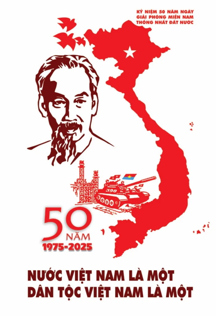Tải vector logo kỷ niệm 50 năm Ngày Giải phóng miền Nam thống nhất đất nước