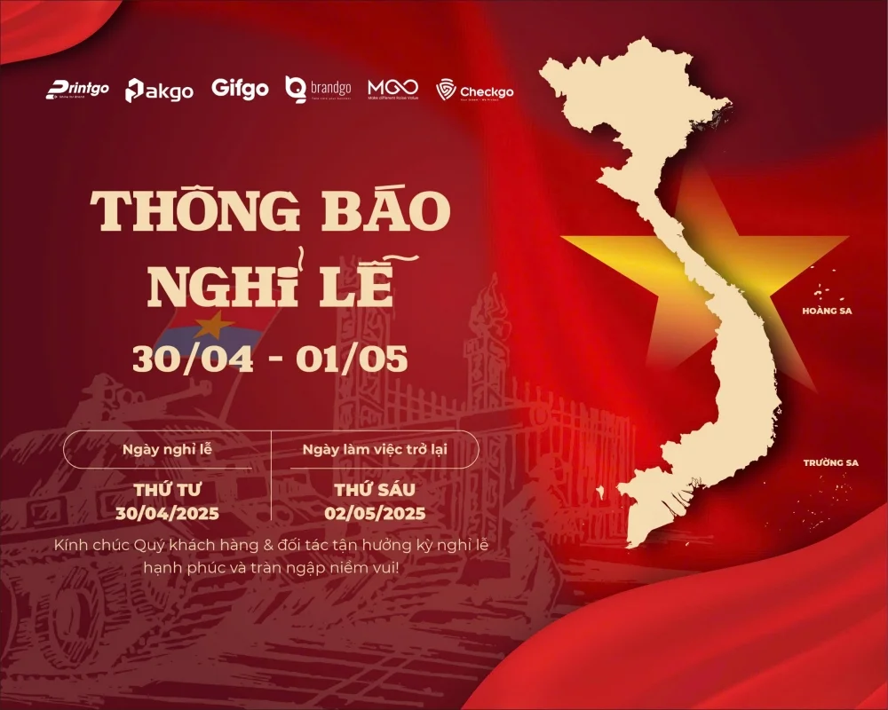 Thông báo lịch nghỉ lễ 30/4-1/5/2025 của Printgo