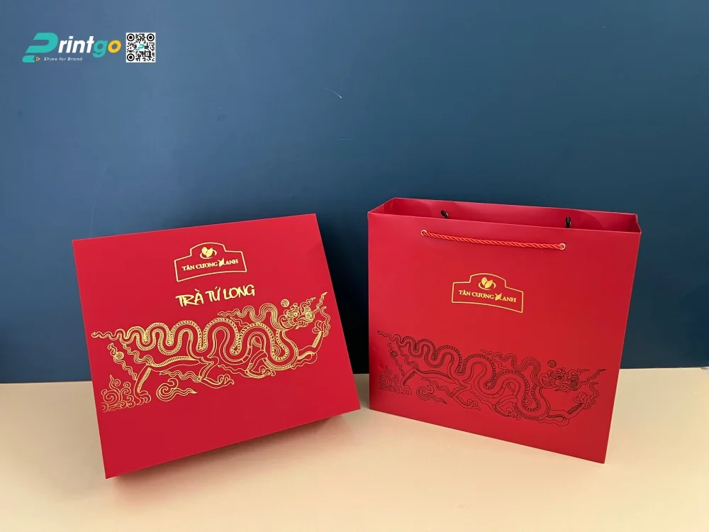 In hộp đựng trà Tân Cương Xanh - Trà Tứ Long