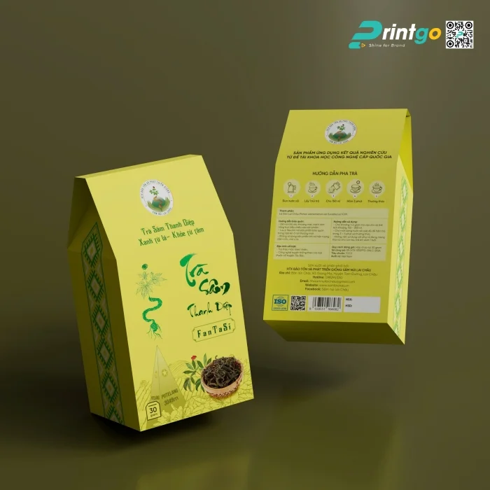 Hộp túi giấy đựng sâm núi Lai Châu thiết kế độc quyền bởi Printgo