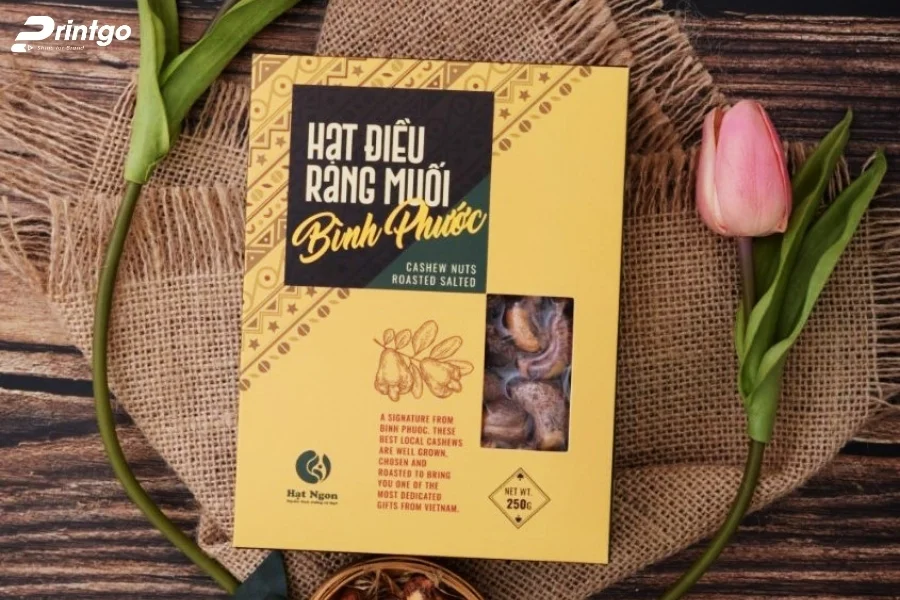 Mẫu hộp giấy đựng hạt điều bằng carton mềm