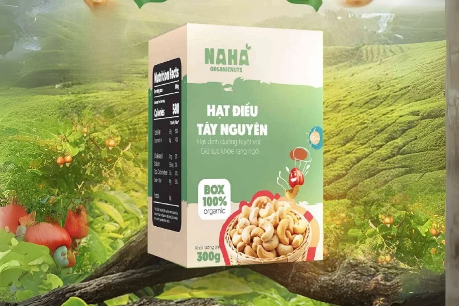 Mẫu hộp giấy đựng hạt điều bằng carton mềm
