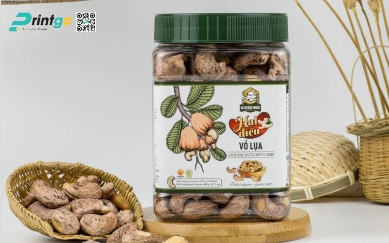 Bao bì hạt điều dạng hũ nhựa PET tròn