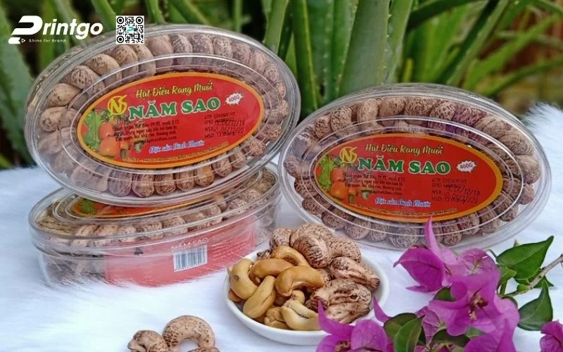 Bao bì hạt điều dạng hũ nhựa mica bầu dục 