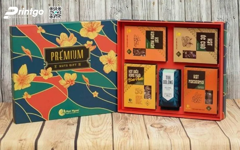 Mẫu bao bì macca dạng hộp cứng cao cấp