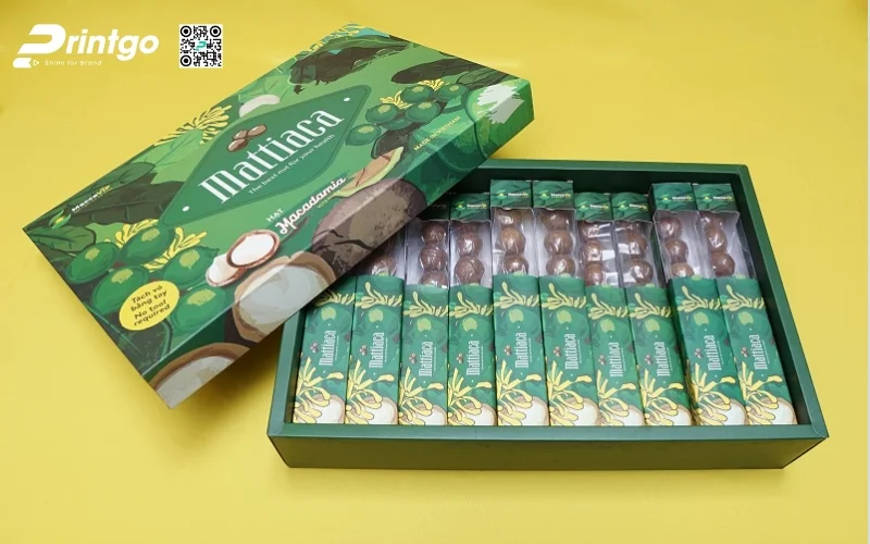 Mẫu bao bì macca dạng hộp cứng cao cấp