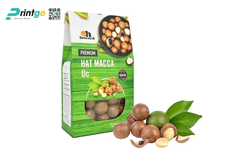 Thiết kế bao bì macca dạng túi zip đáy đứng