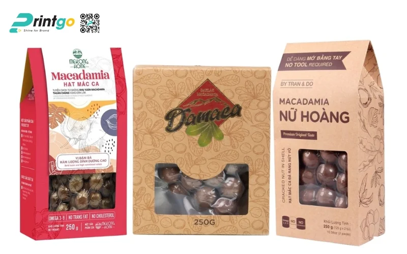 Thiết kế in hộp đựng hạt macca giấy kraft