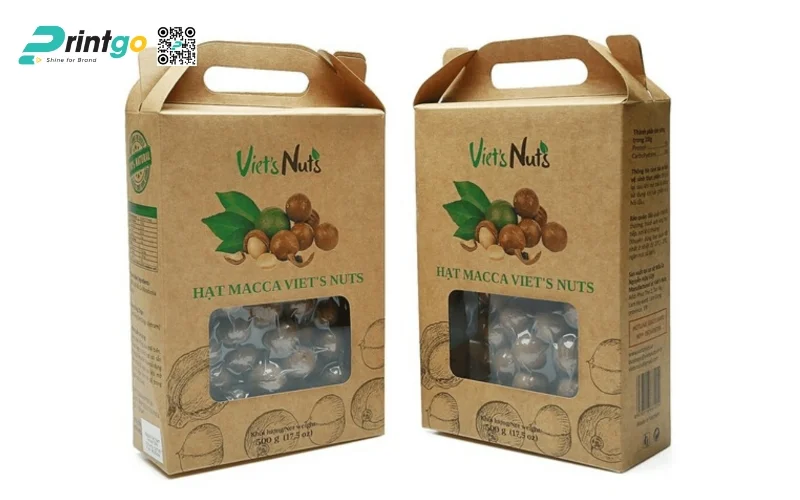 Thiết kế in hộp đựng hạt macca giấy kraft