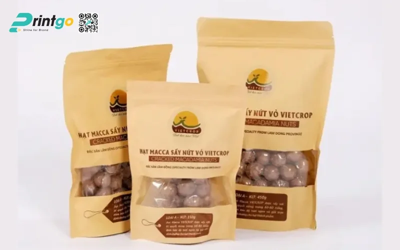 Thiết kế bao bì macca dạng túi zip đáy đứng