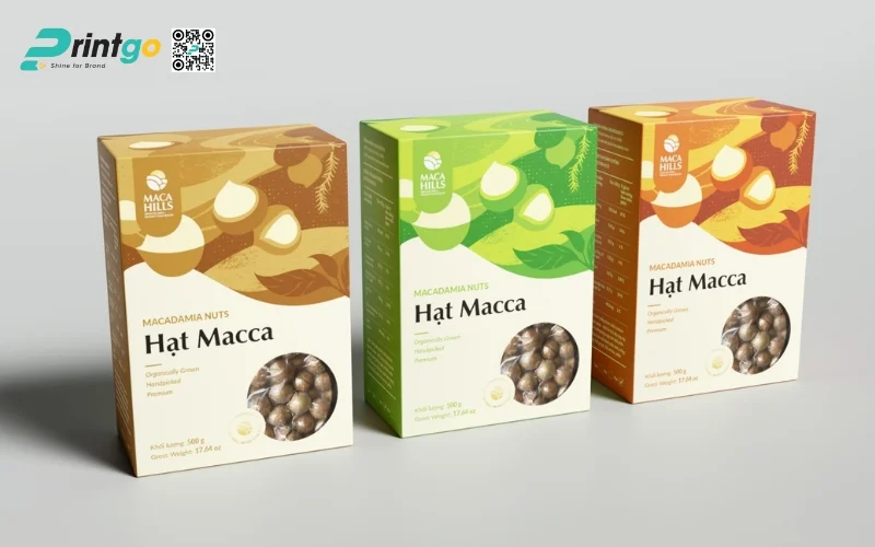 Mẫu bao bì macca dạng hộp mềm