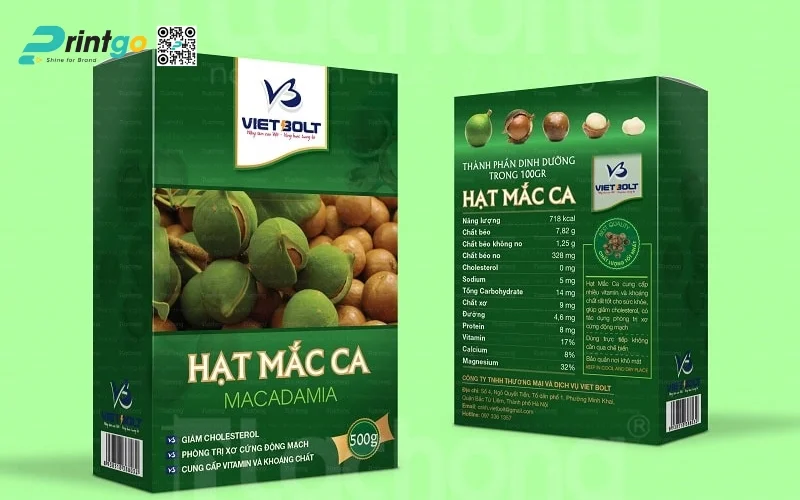 Mẫu bao bì macca dạng hộp mềm