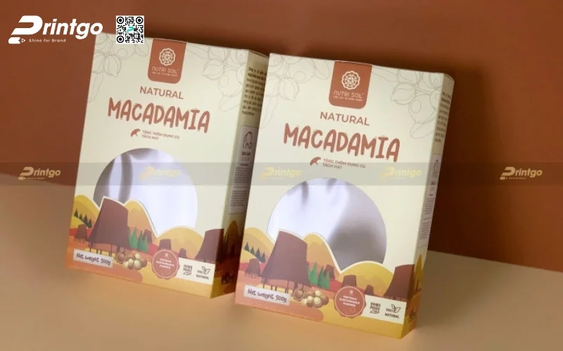 Mẫu bao bì macca dạng hộp mềm