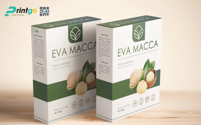 Mẫu bao bì macca dạng hộp mềm