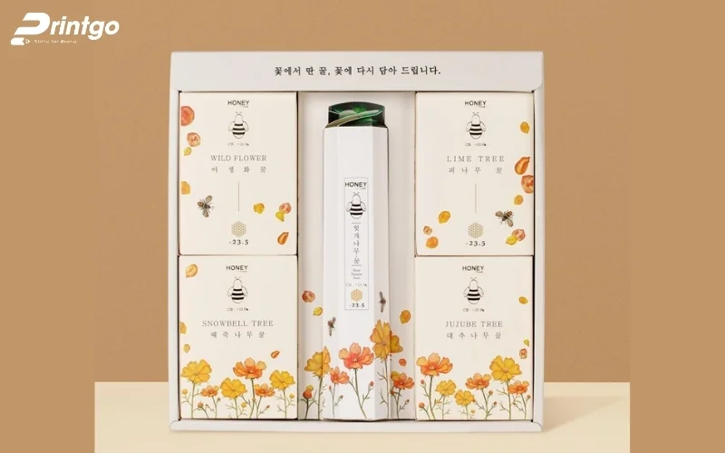 Bao bì mật ong có họa tiết sinh động