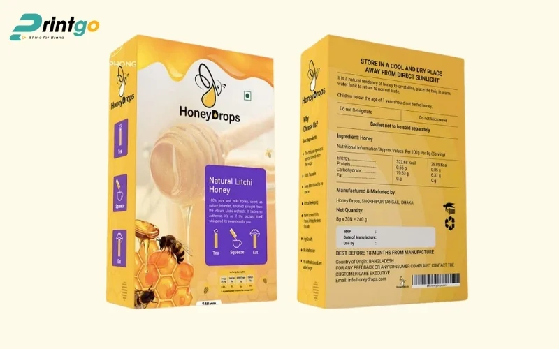 Mẫu bao bì mật ong dạng hộp giấy 