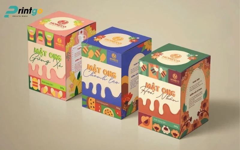 Bao bì mật ong có họa tiết sinh động
