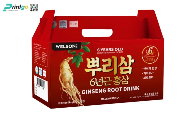 Mẫu bao bì sâm dạng hộp carton sóng 