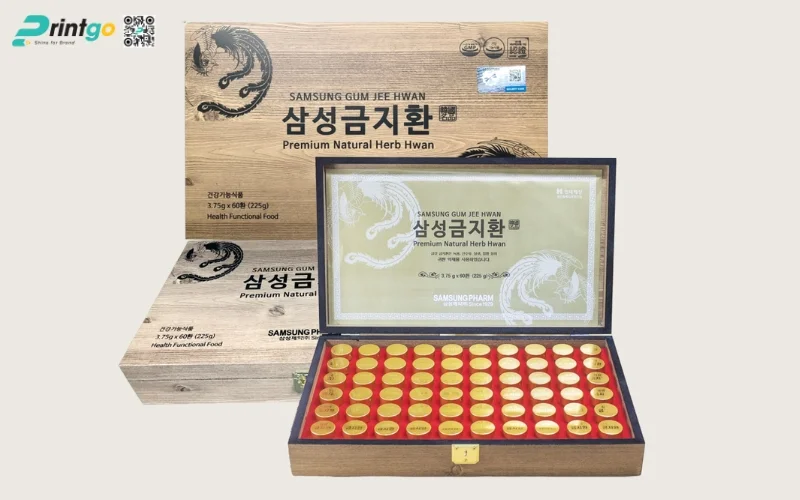 Mẫu bao bì sâm dạng hộp gỗ sang trọng