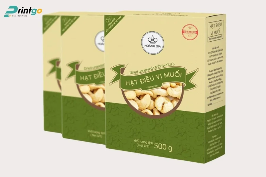 Mẫu hộp giấy đựng hạt điều bằng carton mềm