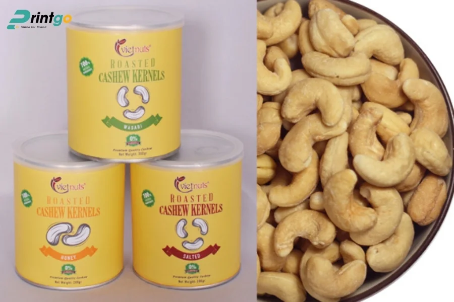 Mẫu hộp giấy đựng hạt điều dạng hình trụ tròn