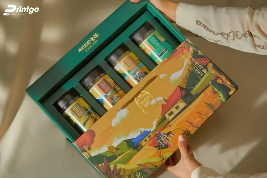 Hộp giấy đựng hạt điều sang trọng 