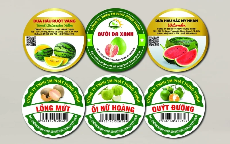 Nhóm tem hoa quả nhập khẩu đơn giản