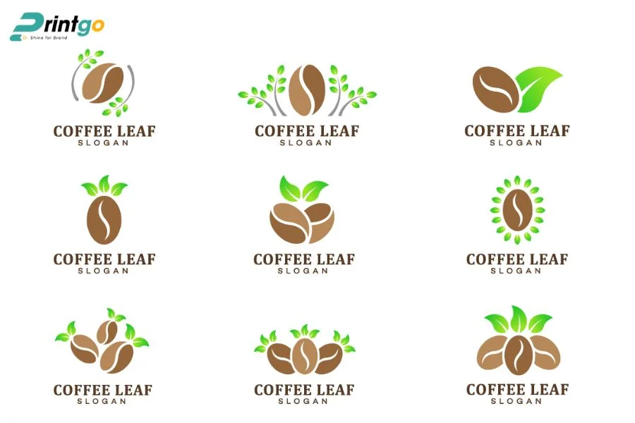 Logo cà phê kết hợp yếu tố thiên nhiên hữu cơ