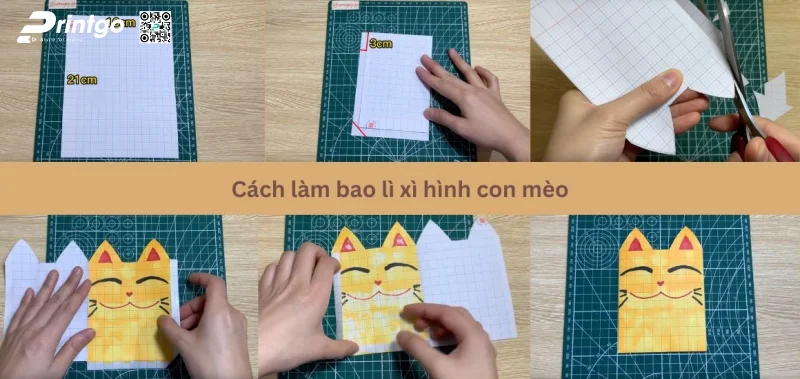 Cách làm bao lì xì hình con mèo dễ thương 