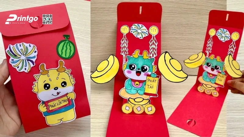 Bao lì xì hình chú rồng phát tài 