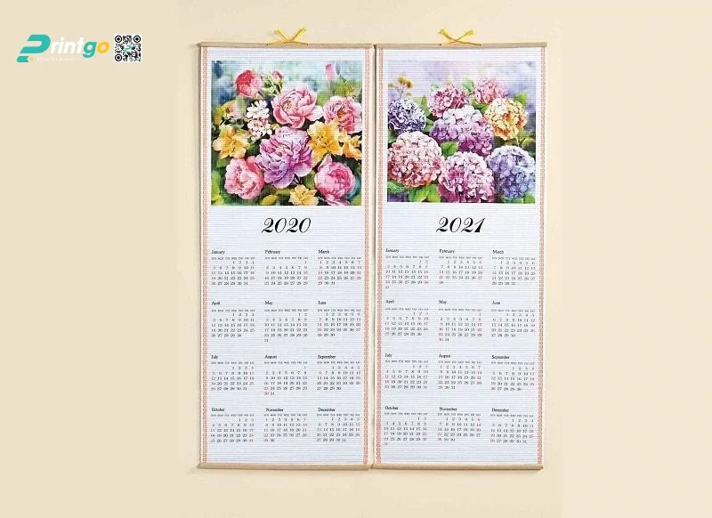 Mẫu lịch treo tường họa tiết các loài hoa đặc sắc 