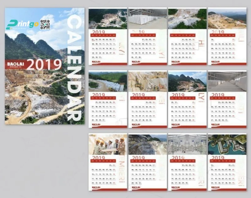 Mẫu lịch treo tường 13 tờ cơ bản 