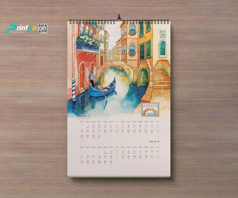Mẫu lịch treo tường ấn tượng 