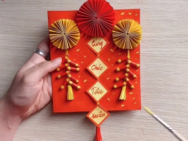Cách làm thiệp chúc mừng năm mới bằng giấy màu 