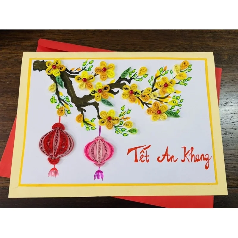 Thiệp chúc mừng năm mới đèn lồng trang trí 