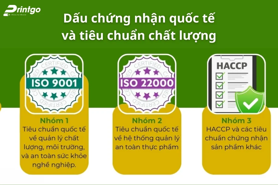 Thông tin trên bao bì cà phê về dấu chứng nhận cho mặt hàng xuất khẩu