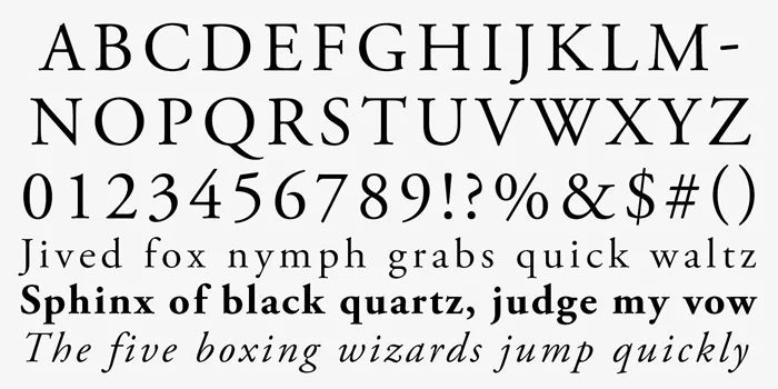 Font chữ in sách Garamond