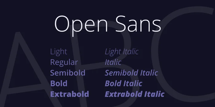 Font chữ in sách Open sans