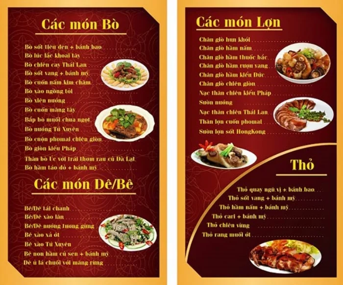 Font chữ menu đẹp, dễ đọc cho nhà hàng, quán cafe