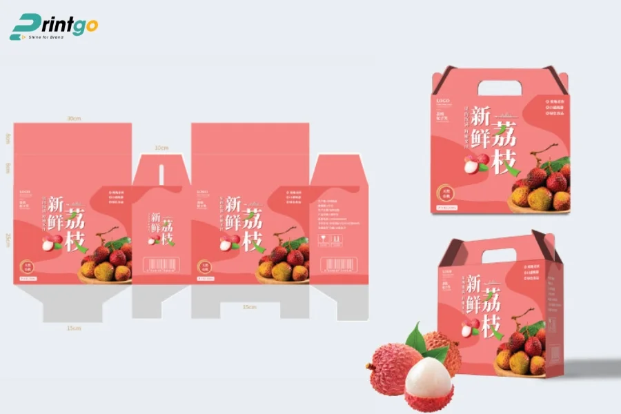 Hộp vải thiều dạng quai xách