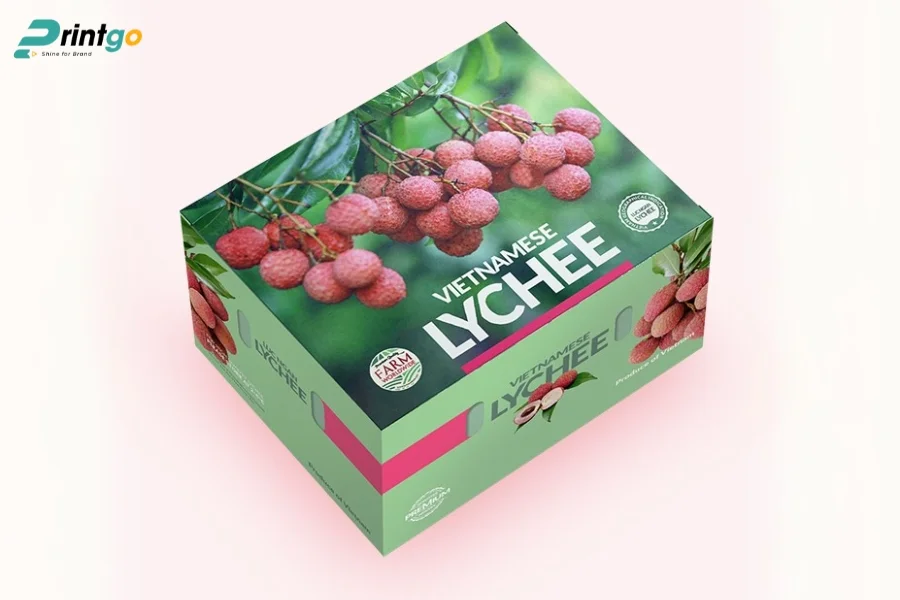 Hộp đựng vải thiều dạng nắp gài