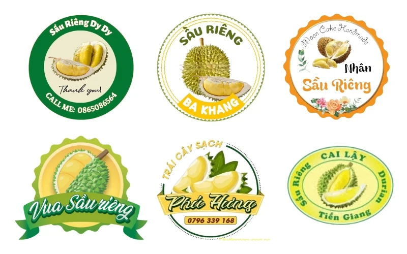 Tem xuất khẩu sầu riêng tròn dán trực tiếp lên trái